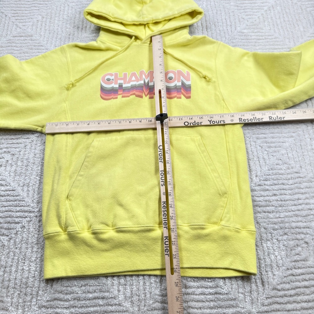 Champion Hoodie Men's S Reverse Weave Yellow Retro Graphic Sporty Street Wear - Picture 6 of 16